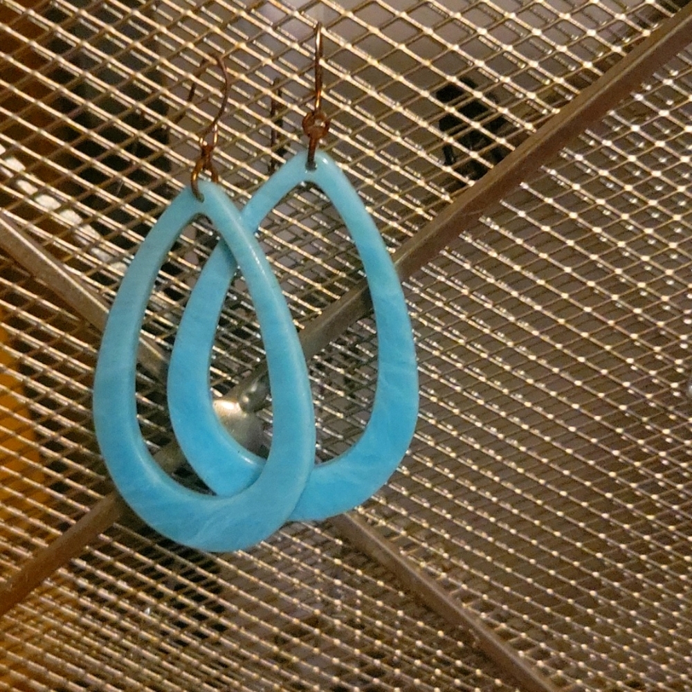 Blue Hoop Earrings